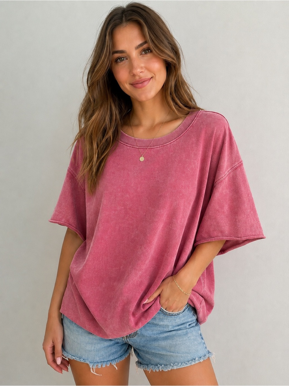 Zenana Outfitters Washed Rose Oversized Tee